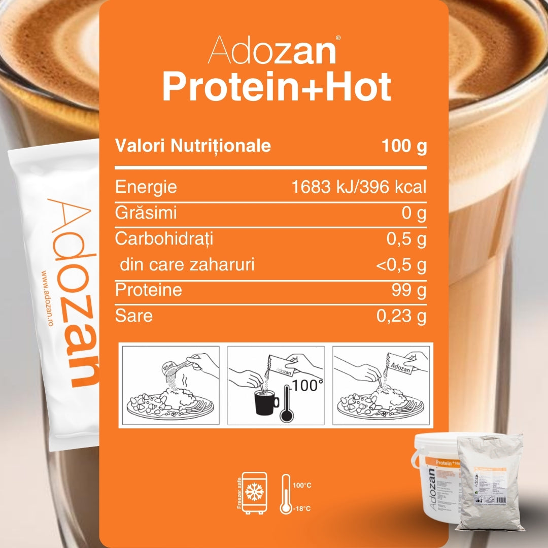 Pudră Proteică Termostabilă Adozan Protein+Hot Fără Aromă (99% Proteină) - 3 kg