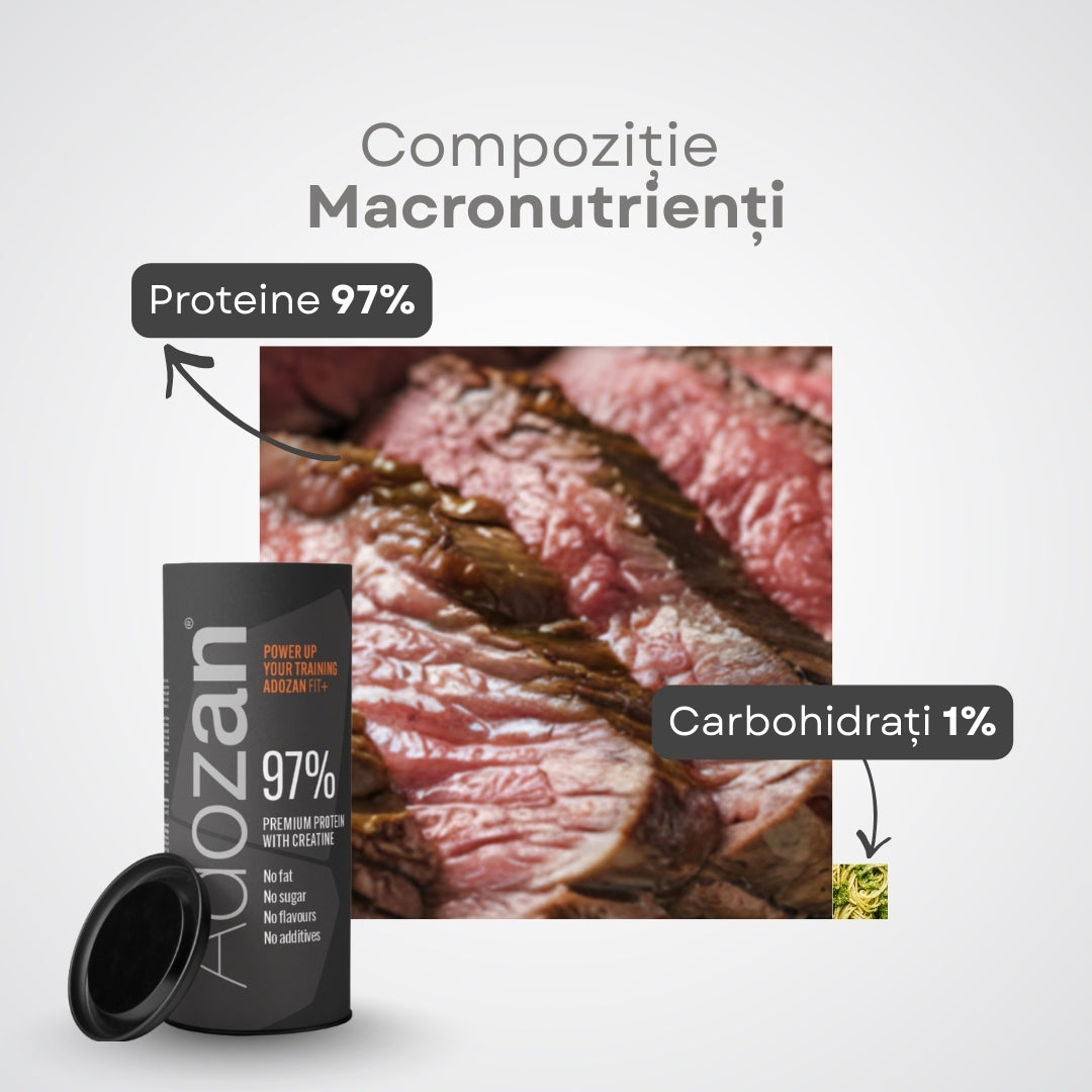 Pudră Proteică Adozan Fit+ Fără Aromă cu Creatină (97% Proteină) - 1 kg