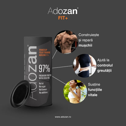 Pudră Proteică Adozan Fit+ Fără Aromă cu Creatină (97% Proteină) - 1 kg