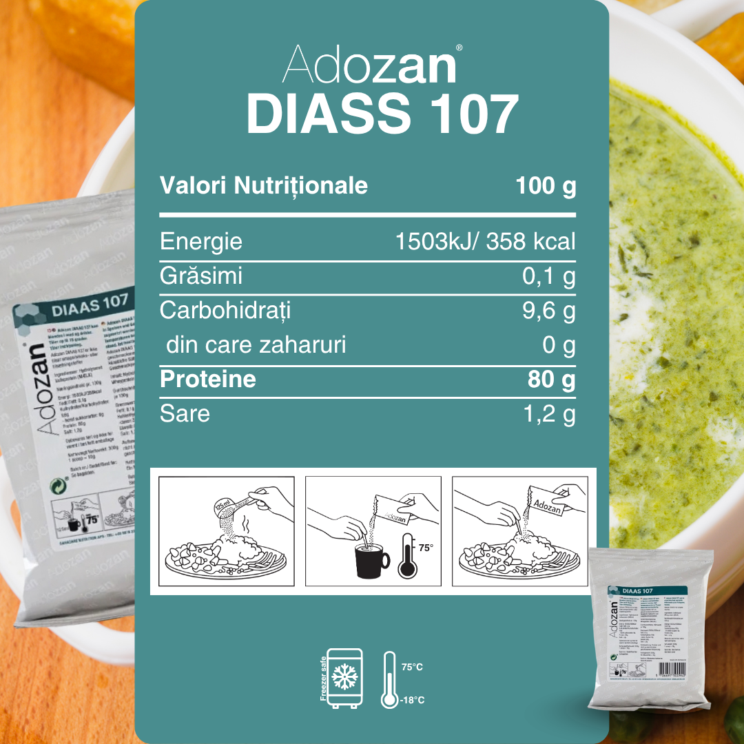 Pudră Proteică Adozan DIASS 107 Fără Aromă (Scor DIAAS 107 - Testat) - Pungă 300 g