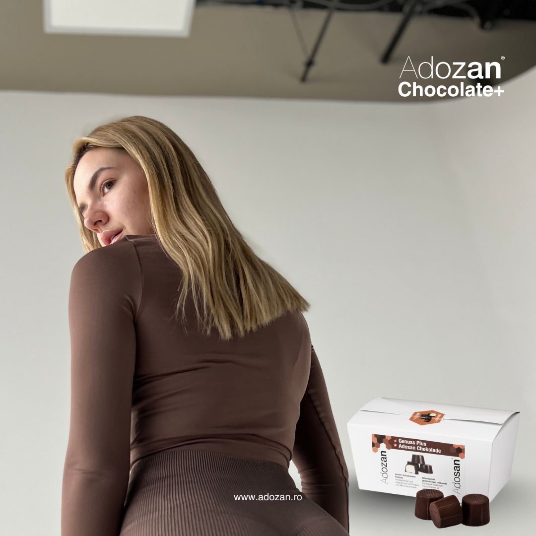 Ciocolată Adozan Chocolate+ cu Mentă (Proteină + Energie) — Cutie 250g (28 buc)