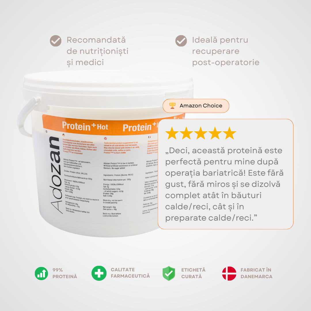 Adozan Protein+Hot - recomandat de nutriționiști, ideal pentru recuperare post-operatorie după operație bariatrică